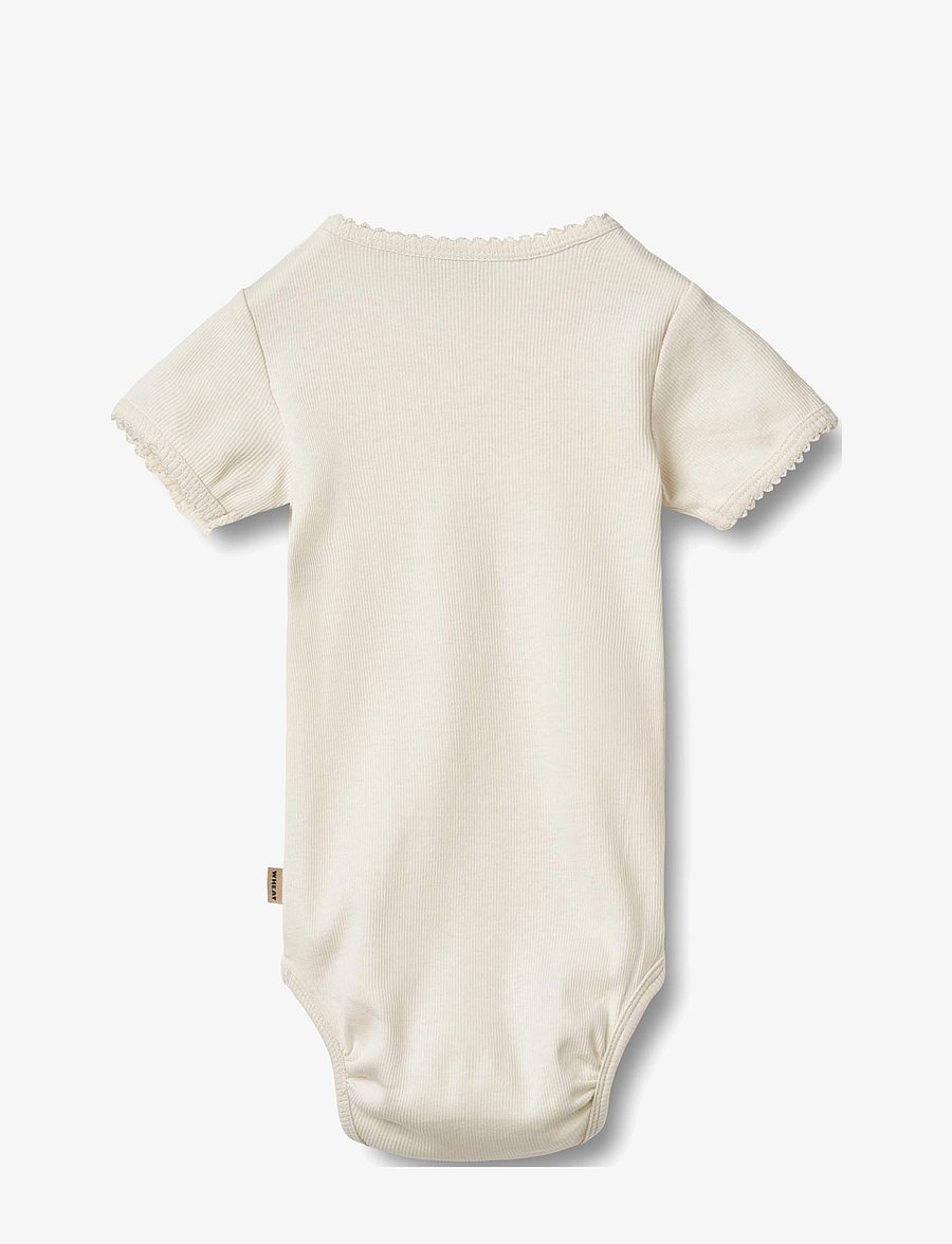 Wheat - Rib Body S/S Lace Elisa - kurzärmelige bodys - ivory - 1