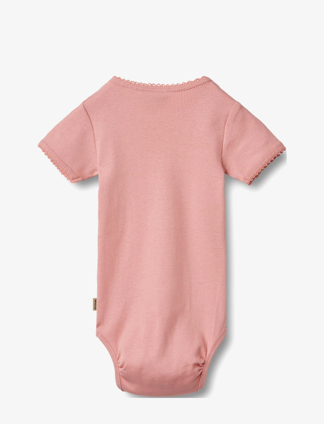 Wheat - Rib Body S/S Lace Elisa - kortærmede bodyer - rose - 1