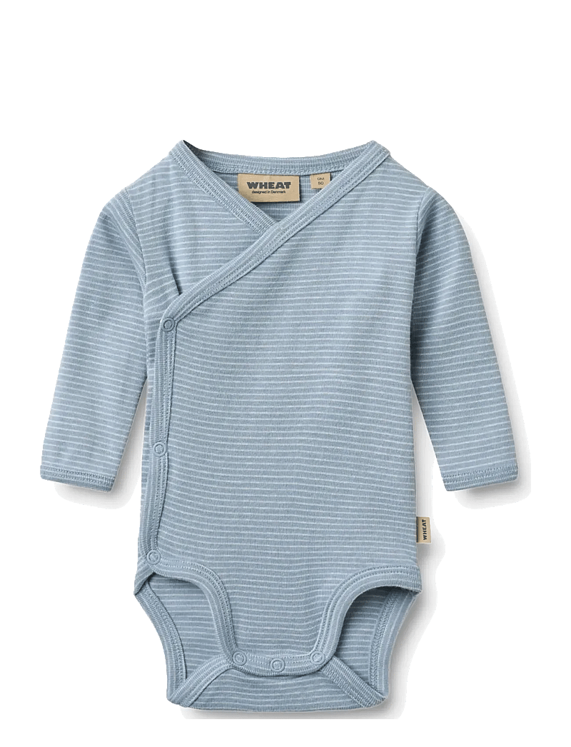 Wheat - Body Wraparound L/S Pil - pikkade varrukatega bodid - faded blue stripe - 1