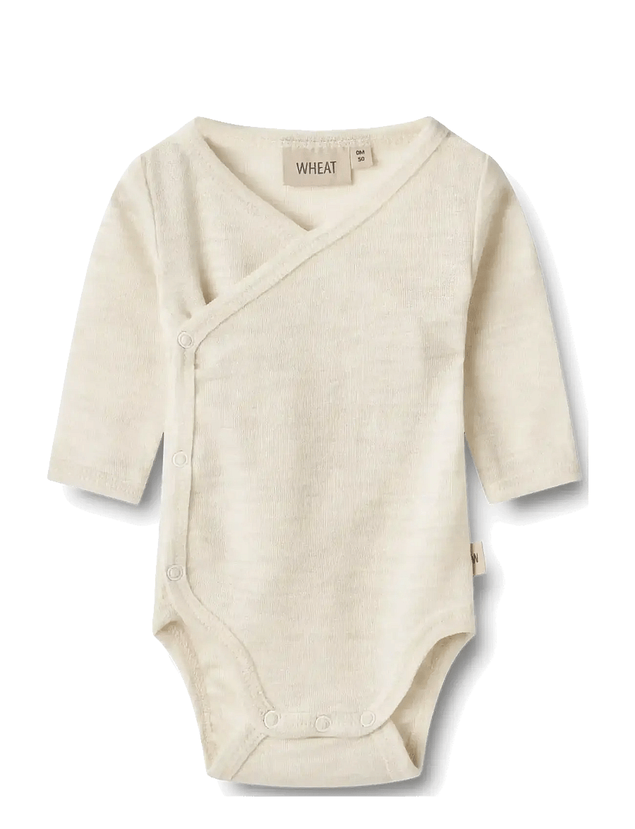 Wheat - Wool body L/S Willow - long-sleeved bodies - eggshell melange - 0