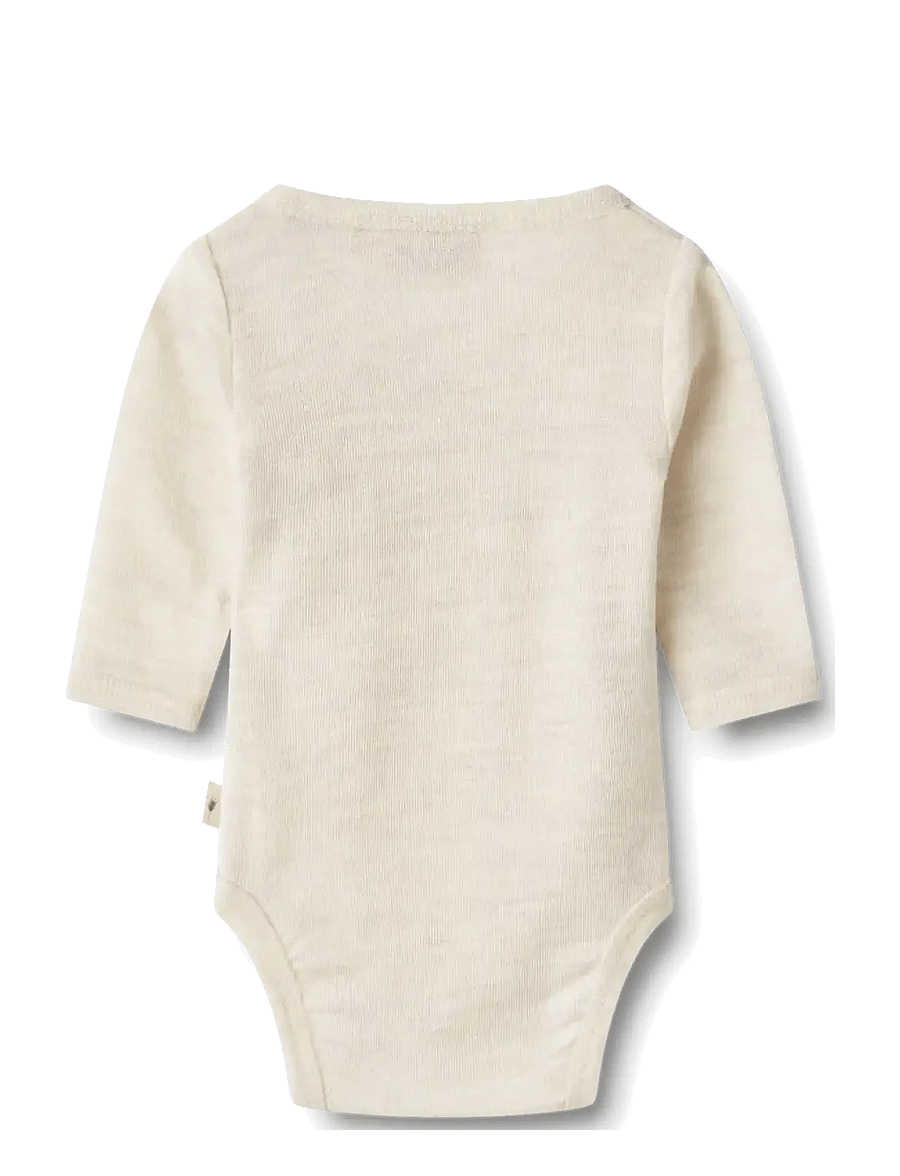 Wheat - Wool body L/S Willow - long-sleeved bodies - eggshell melange - 1