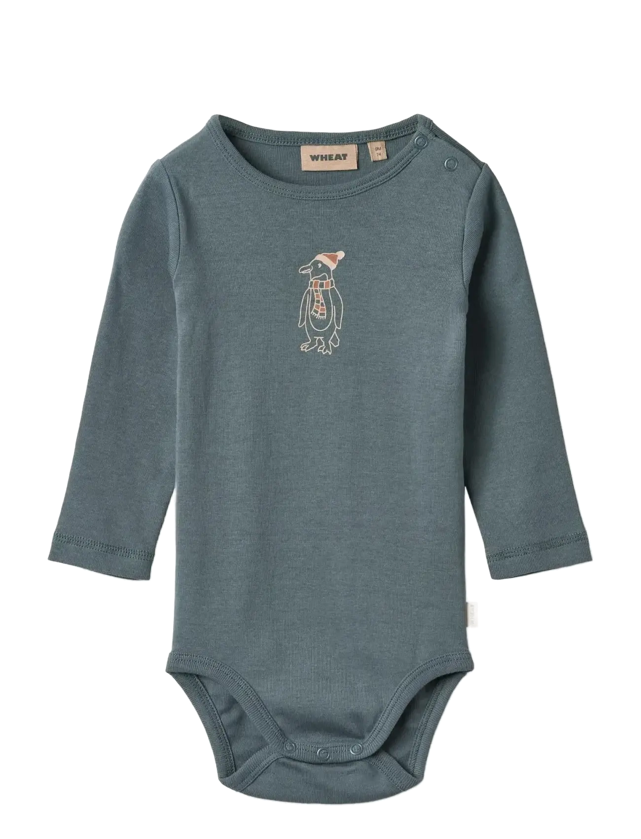 Wheat Body L/S Leo, 68, Bodys, Blau - Long-sleeved, Kinder