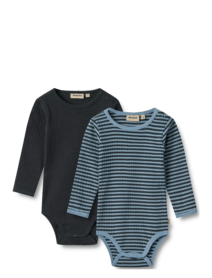 Wheat - 2 Body L/S Berti - bright blue stripe - 0