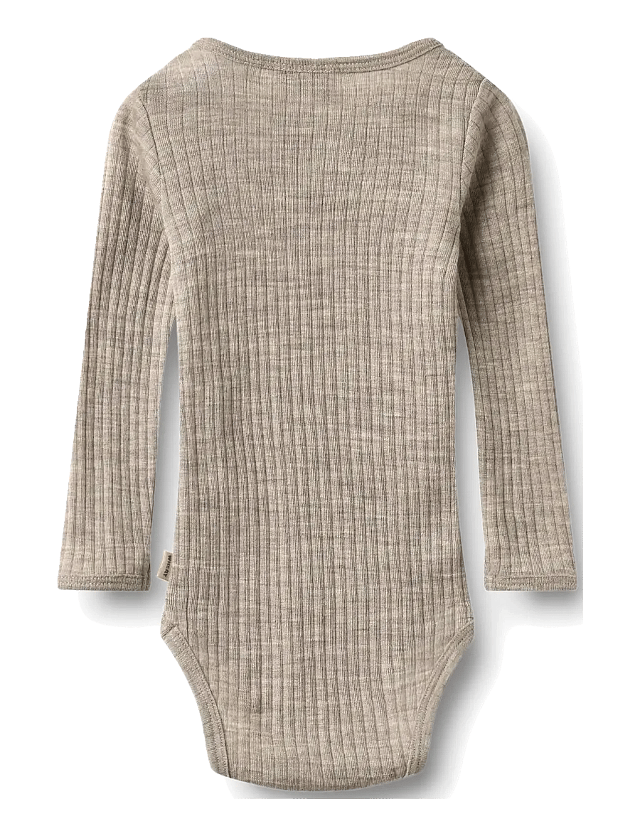 Wheat - Wool silk body L/S Lucca - underställ baby - khaki melange - 1