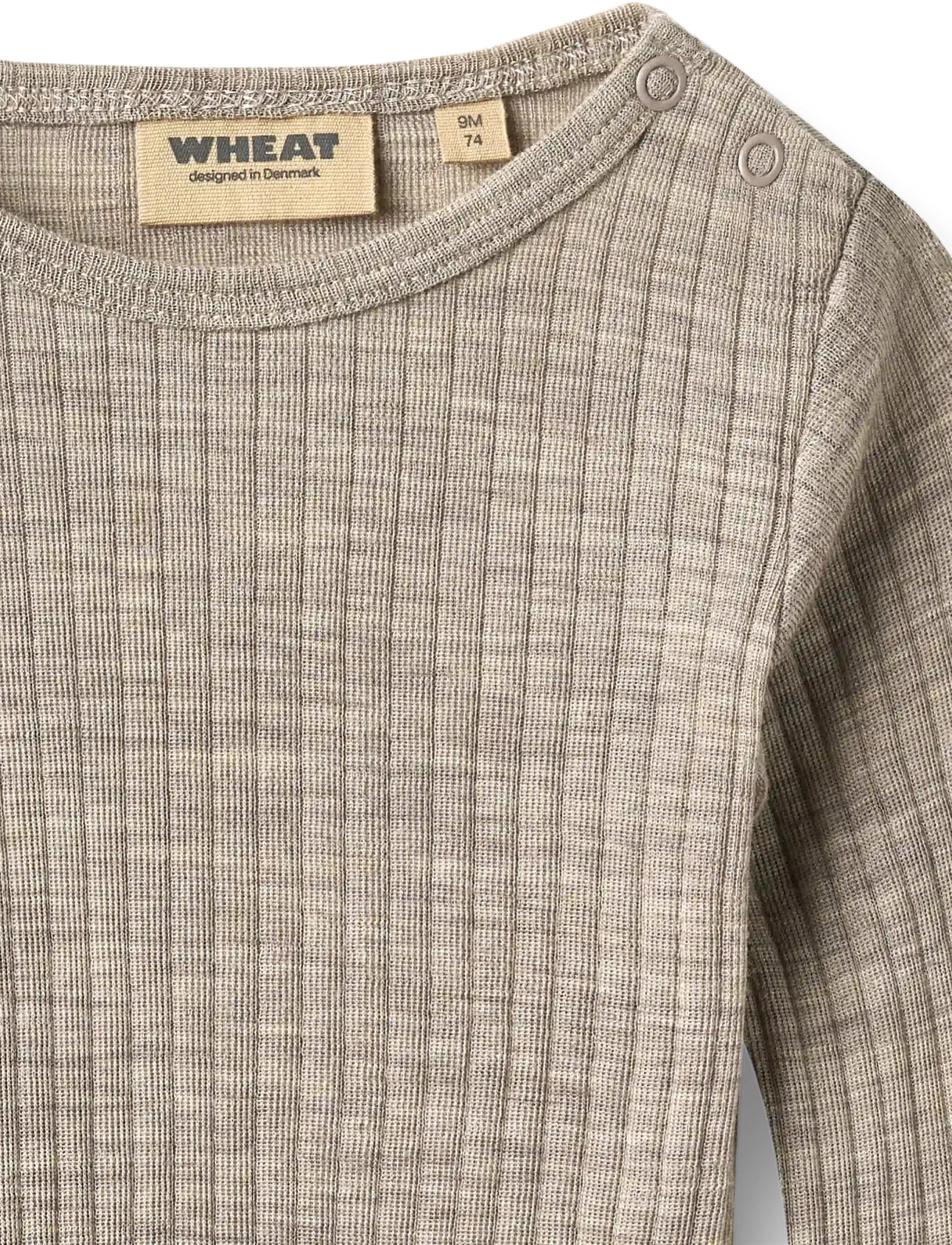 Wheat - Wool silk body L/S Lucca - underställ baby - khaki melange - 2
