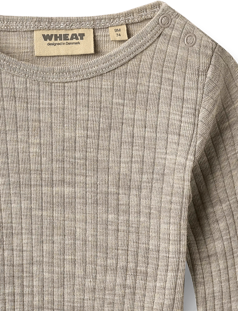 Wheat - Wool silk body L/S Lucca - underställ baby - khaki melange - 2