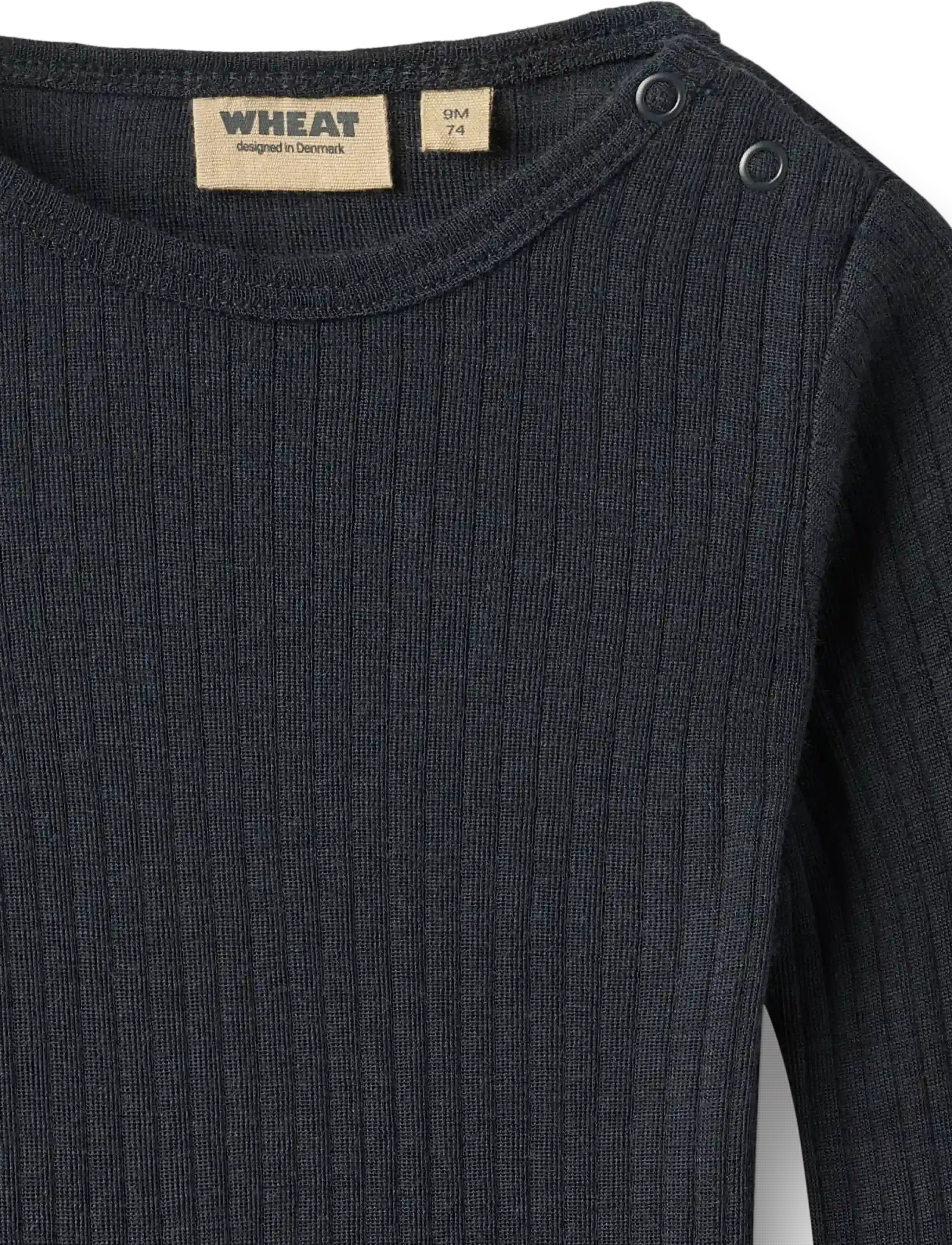 Wheat - Wool silk body L/S Lucca - base layer baby - navy - 2