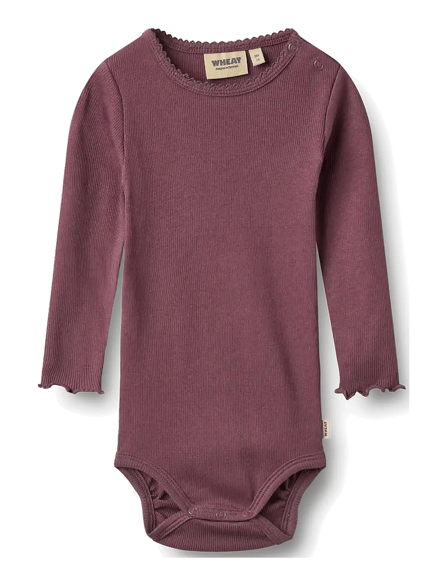 Wheat - Body L/S Regitze - pikkade varrukatega bodid - eggplant - 0