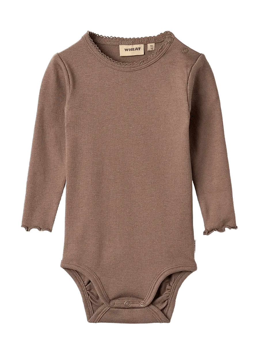 Wheat - Body L/S Regitze - pikkade varrukatega bodid - toffee brown - 0