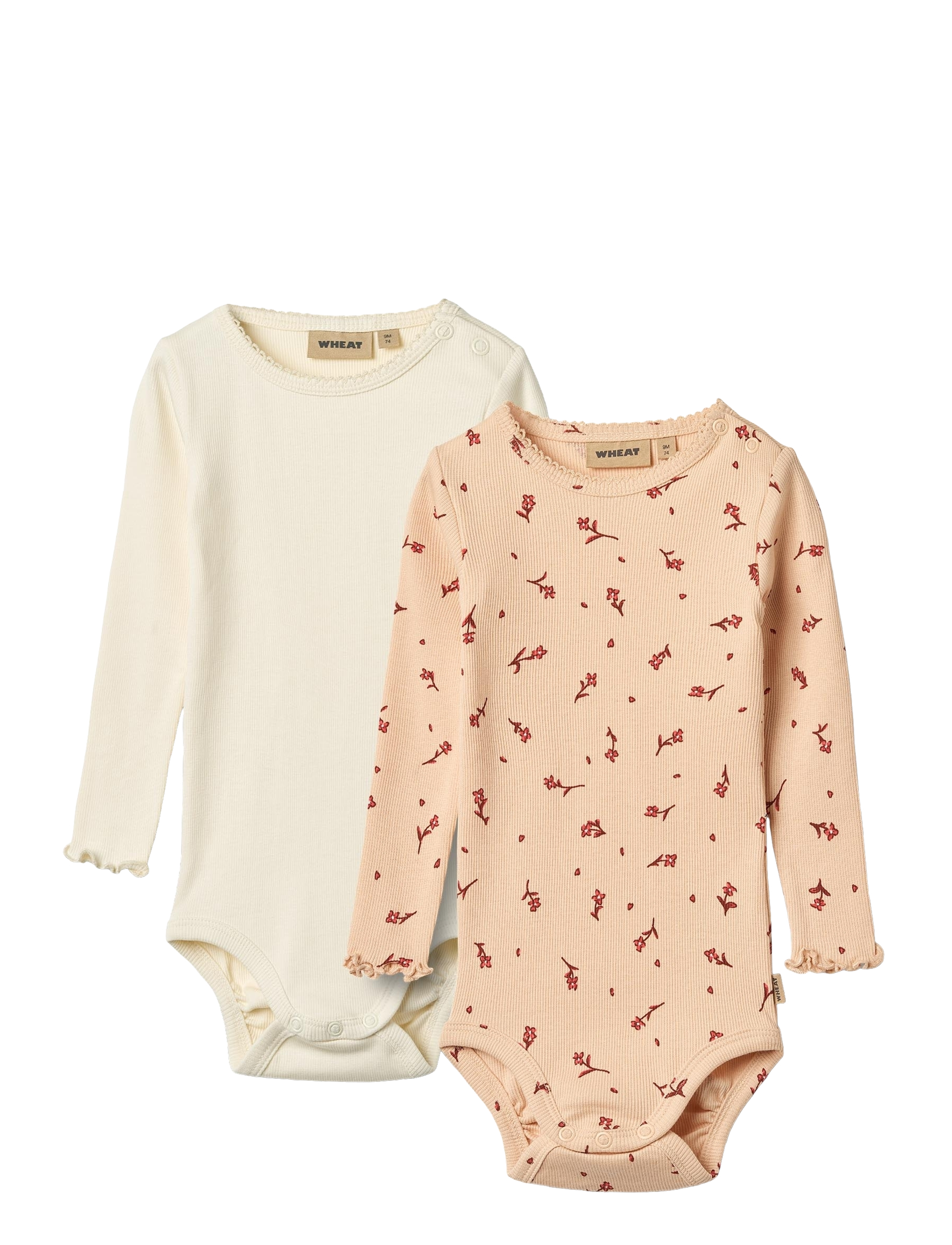 Wheat 2 Body L/S Regitze - Multipack bodies - ROSE WATER FLOWERS / pink/rose