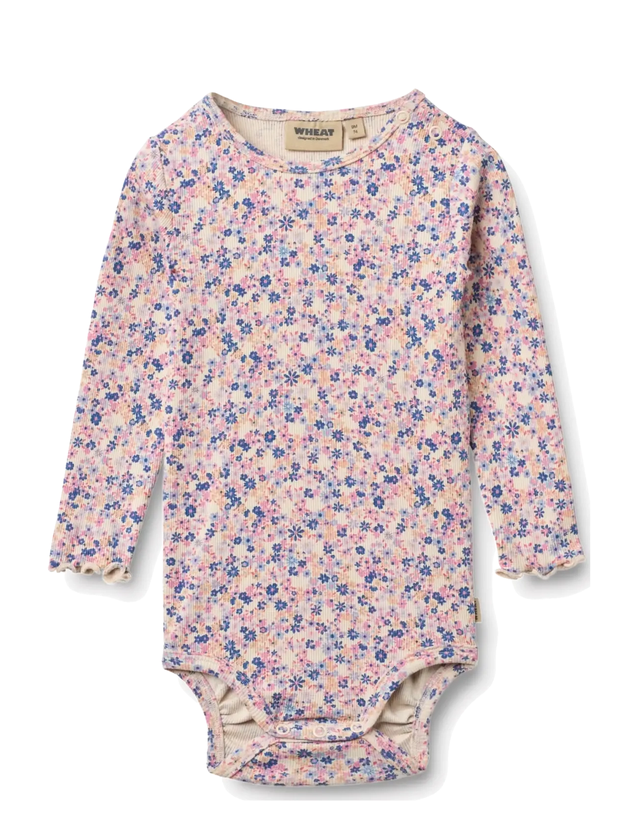 Wheat Body L/S Rie - Bodid - PINK BLUE FLOWERS / pink/rose
