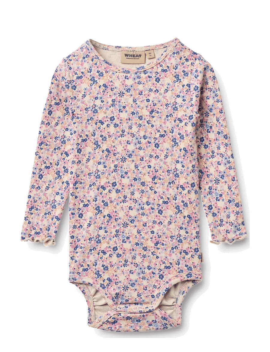 Wheat - Body L/S Rie - bodies à manches longues - pink blue flowers - 0