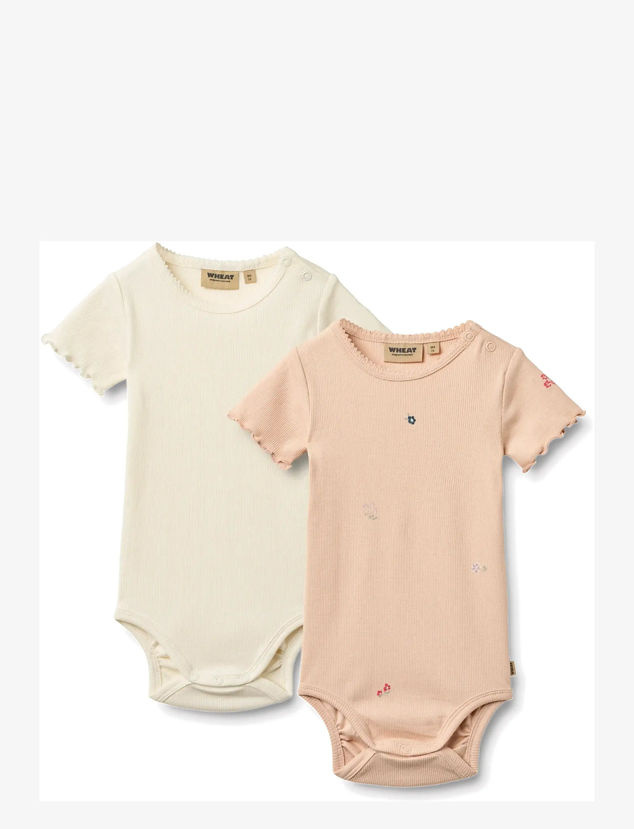 Wheat - 2 body S/S Maren - kortærmede bodyer - rose flowers - 0