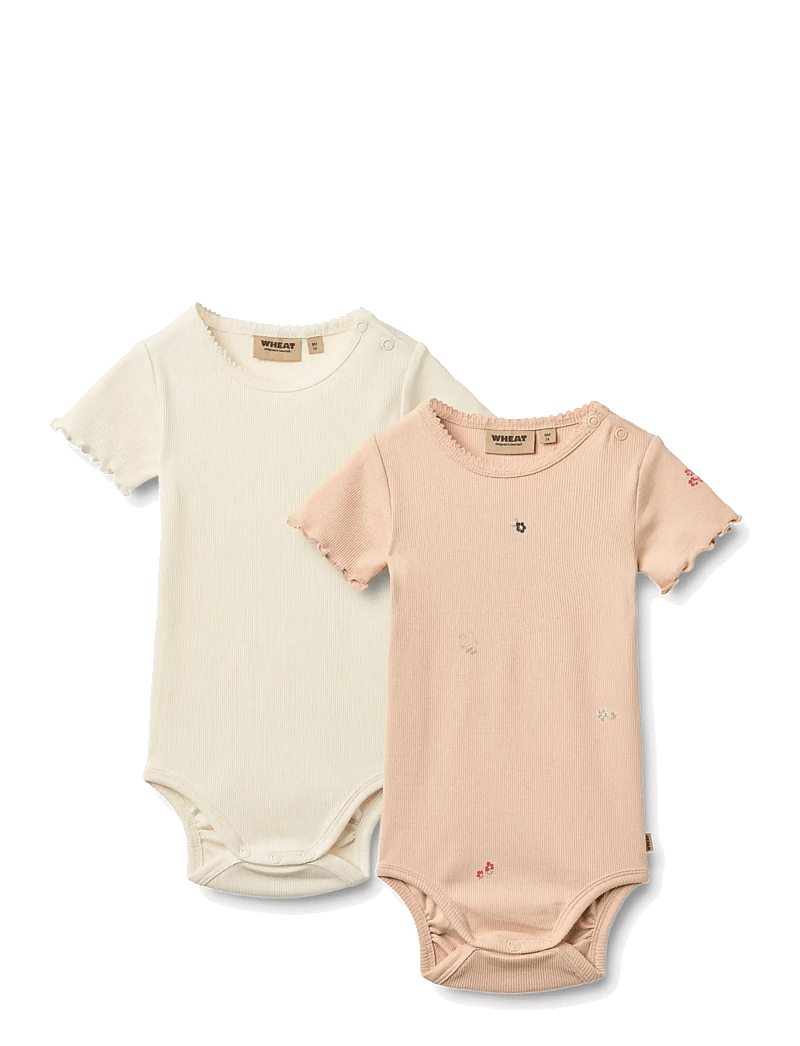 Wheat - 2 body S/S Maren - kortærmede bodyer - rose flowers - 0