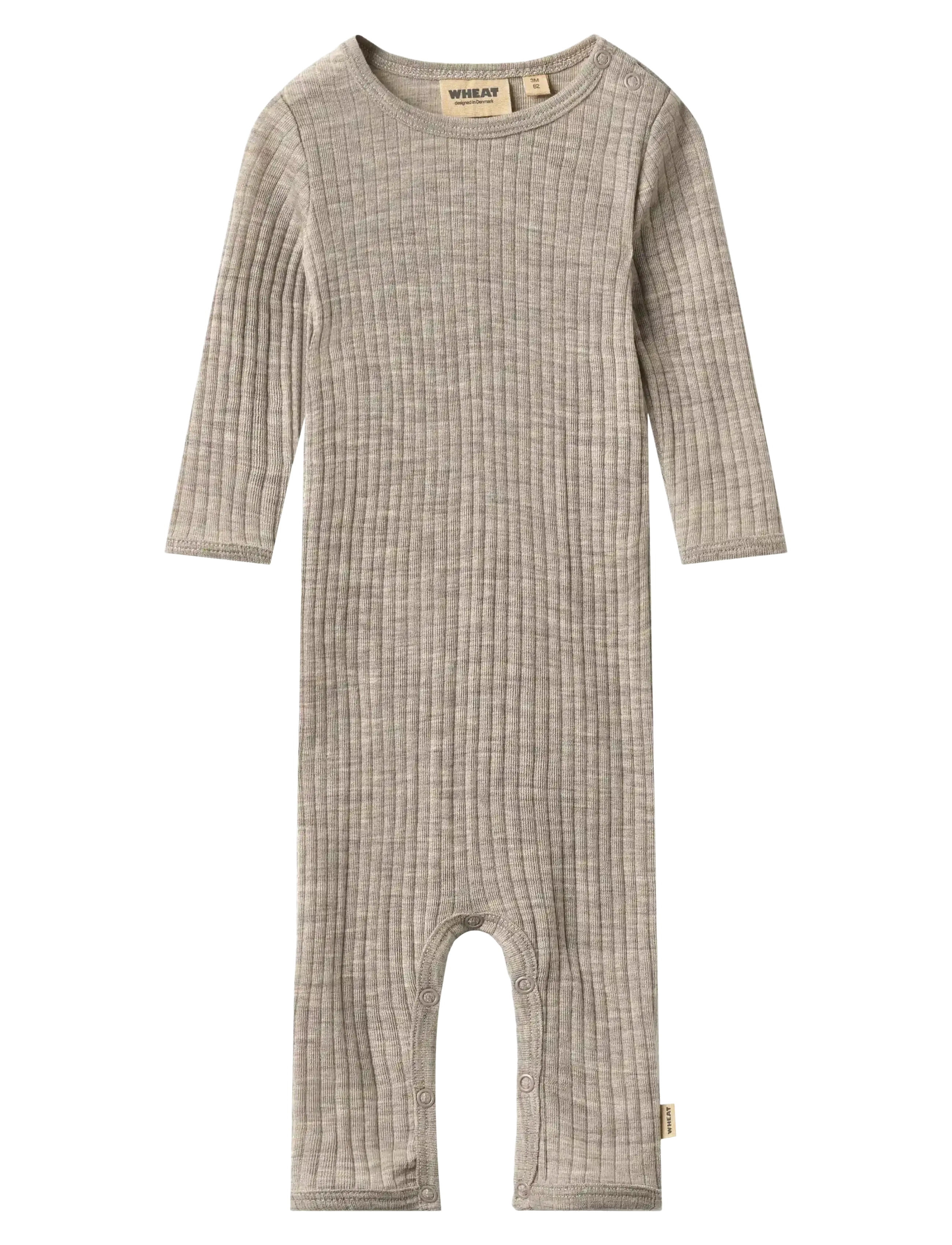 Wheat Wool silk jumpsuit Frankie - Jumpsuits - KHAKI MELANGE / khaki/green