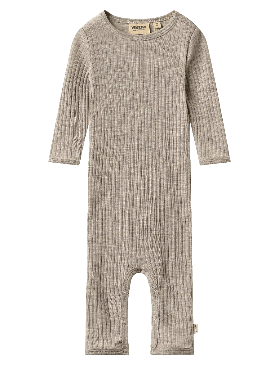 Wheat - Wool silk jumpsuit Frankie - jumpsuits - khaki melange - 0