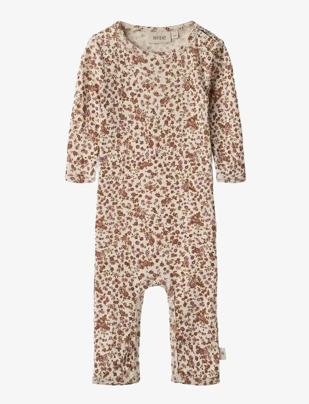 Wheat - Wool Jumpsuit L/S Haven - långärmade bodysuits - rose flowers - 0
