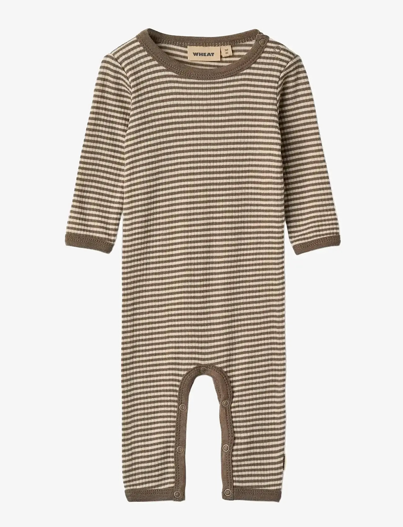 Wheat - Wool Jumpsuit L/S Haven - wood stripe - 0