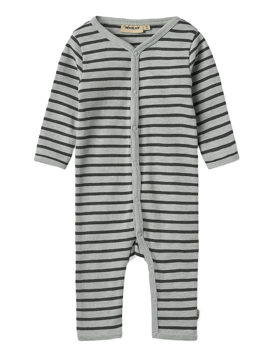 Wheat - Jumpsuit L/S Dusty - langærmede heldragter - soft blue stripe - 0