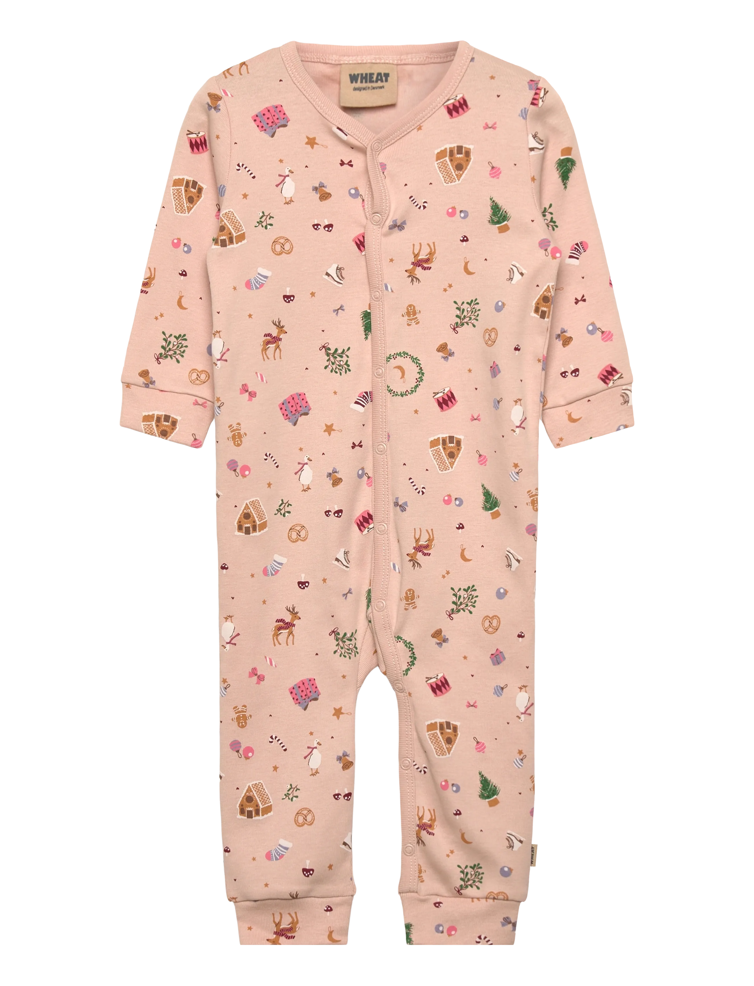 Wheat Sleepsuit Nikola, Børn, Mønstret Sovedragt, Pink, Str: 68