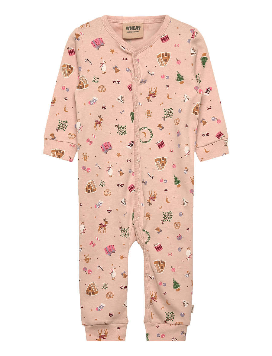 Wheat - Sleepsuit Nikola - schlafoveralls - rose dust holiday - 0