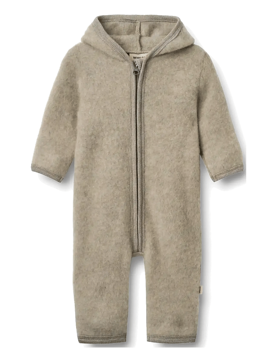 Wheat - Wool fleece suit Ata - jumpsuits - khaki melange - 0