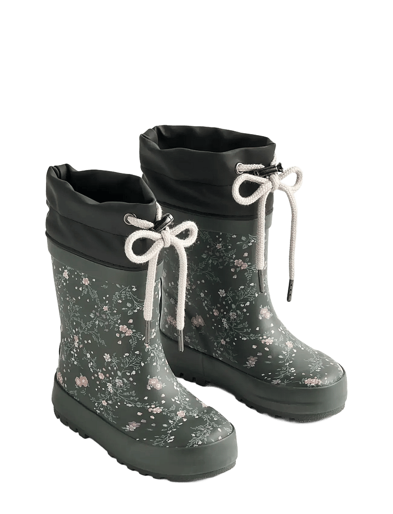 Wheat - Rubber Boot Thermo Print - talvikumisaappaat - forest lake checked flowers - 0