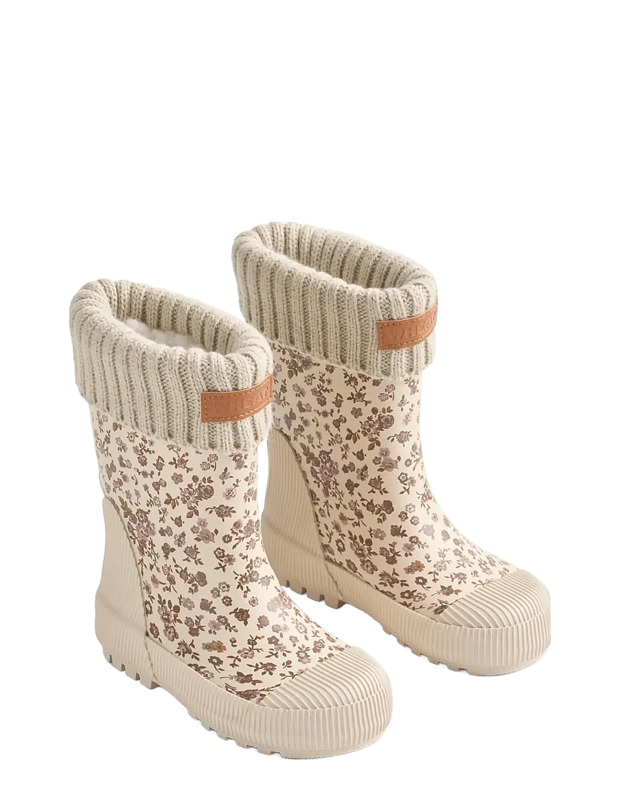 Wheat - Rubber Boot Thermo Wader - gummistøvler med linjer - rose flowers - 0