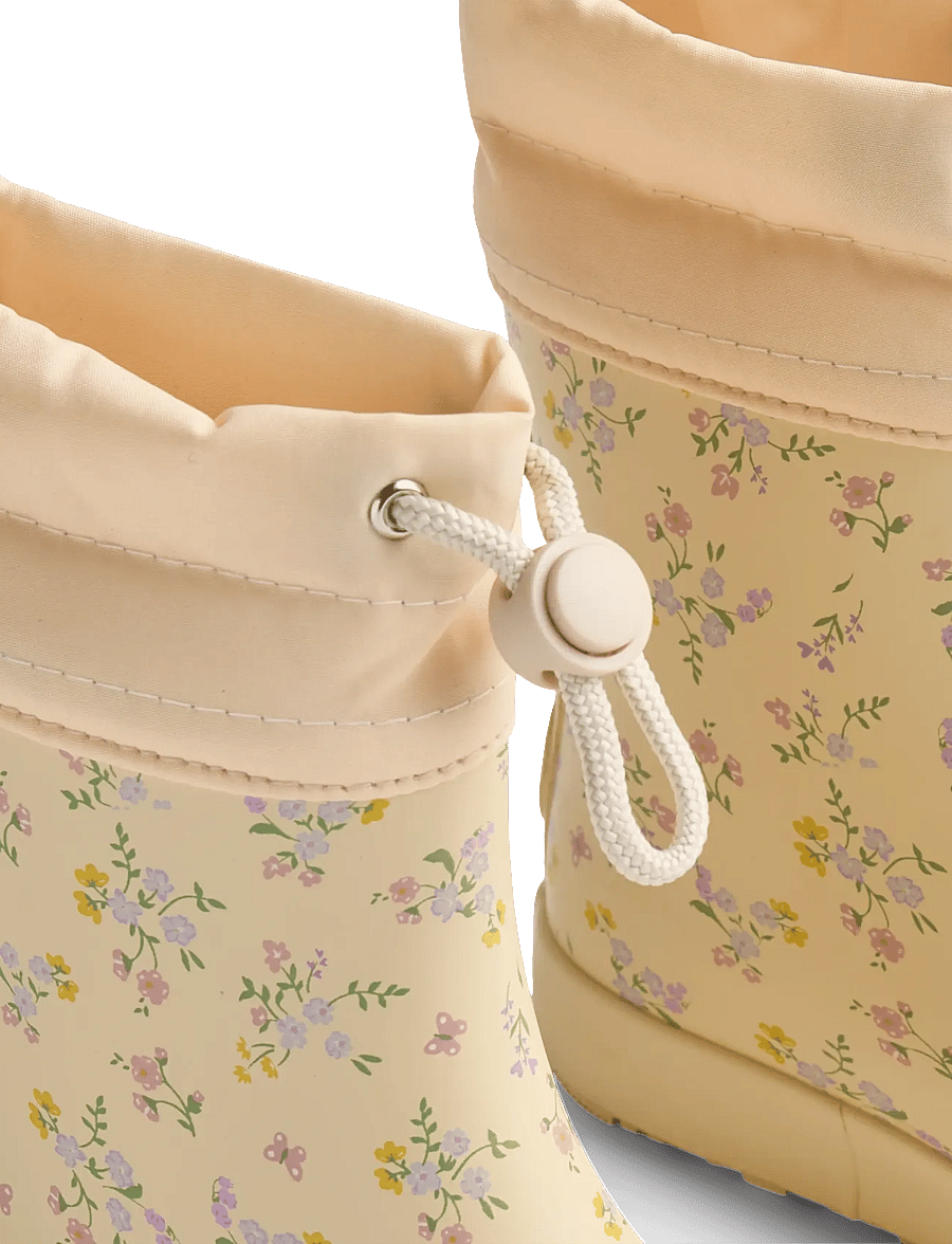 Wheat - Barefoot Rubber Boot Zerro - gummistøvler uten linjer - barely apricot flowers - 3