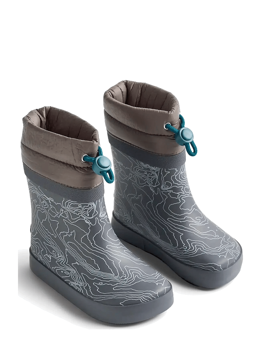 Wheat - Thermo Barefoot Rubber Boot Arden - voodriga kummikud - dark reflective map - 0