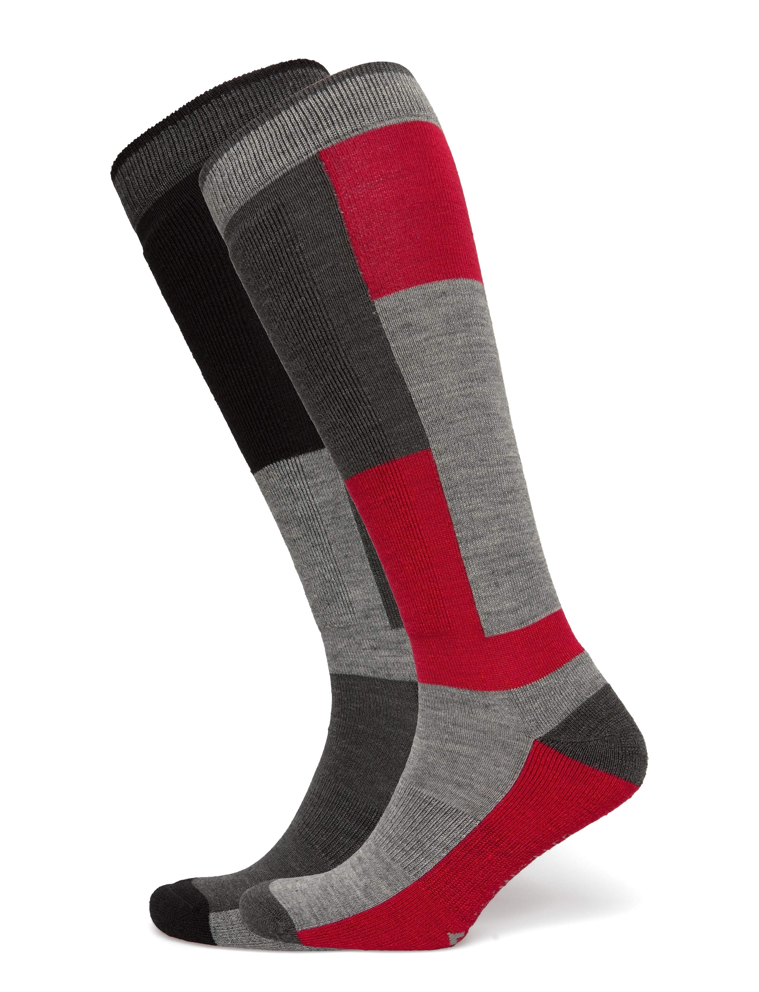 Whistler Corsicana 2-Pack Ski Sock - Riided - TRUE RED / grey