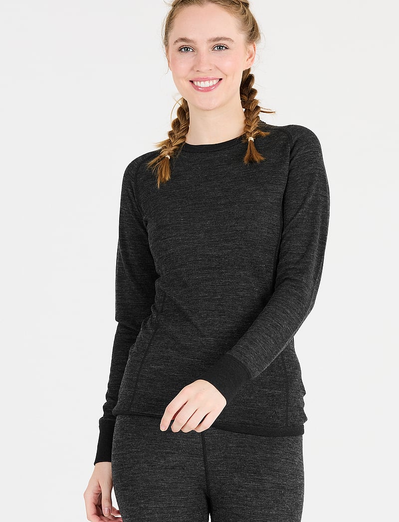 Whistler - Brandi W Merino Wool Baselayer Top - underställströjor - dark grey melange - 0