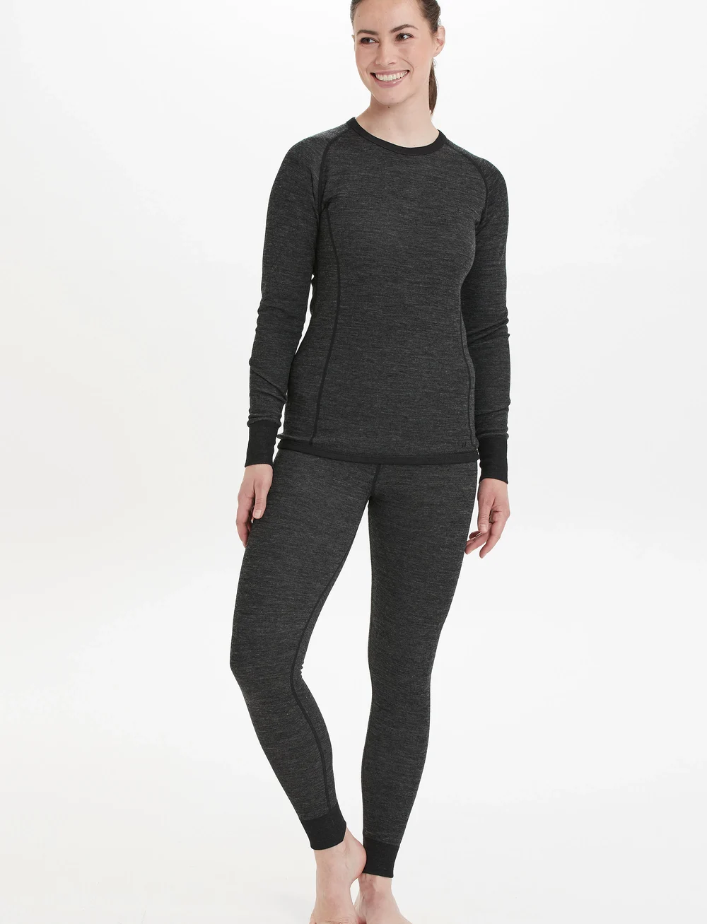 Whistler - Camea W Merino Wool Baselayer Pants - base layer bottoms - dark grey melange - 3