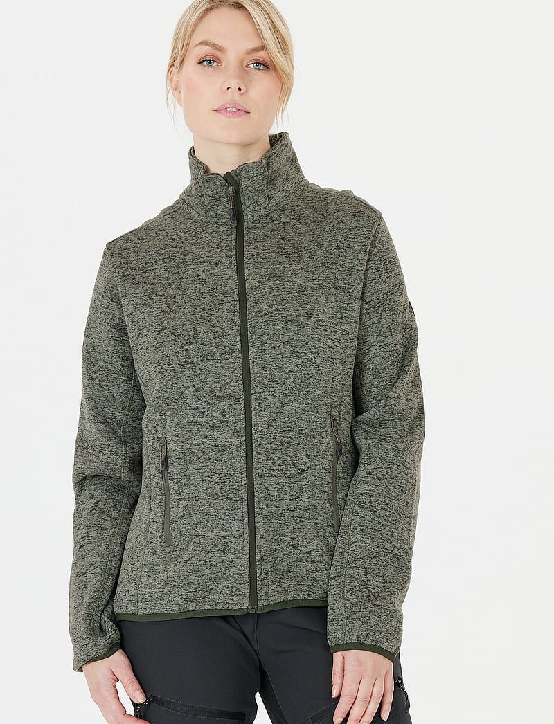 Whistler - Samani W Melange Fleece Jacket - fleece & midlayer - agave green - 0