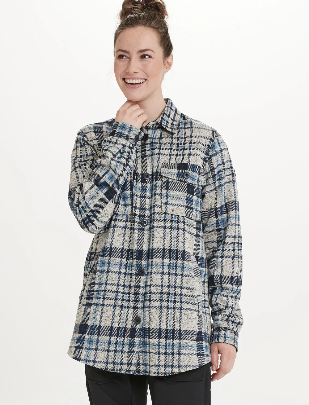Whistler - Milly W Checked Fleece Shirt - hemden - navy blazer - 0