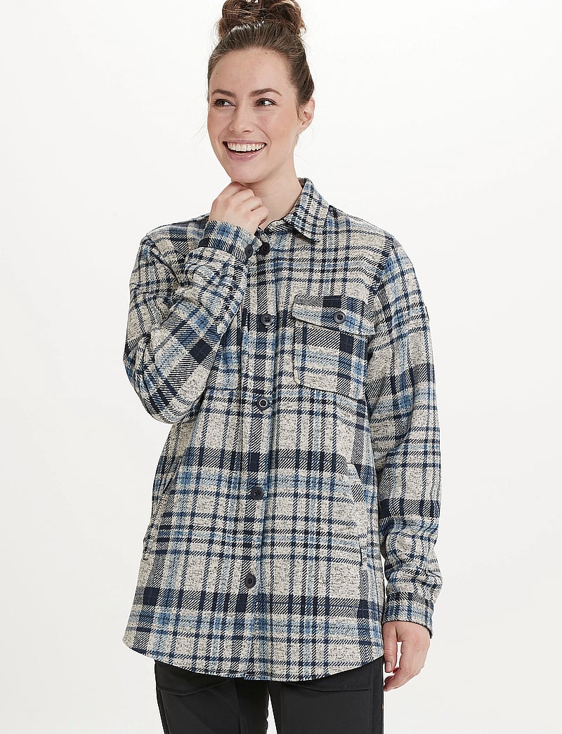 Whistler - Milly W Checked Fleece Shirt - krekli - navy blazer - 0