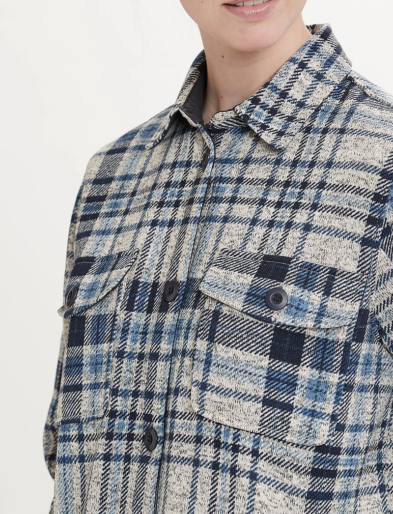 Whistler - Milly W Checked Fleece Shirt - krekli - navy blazer - 3