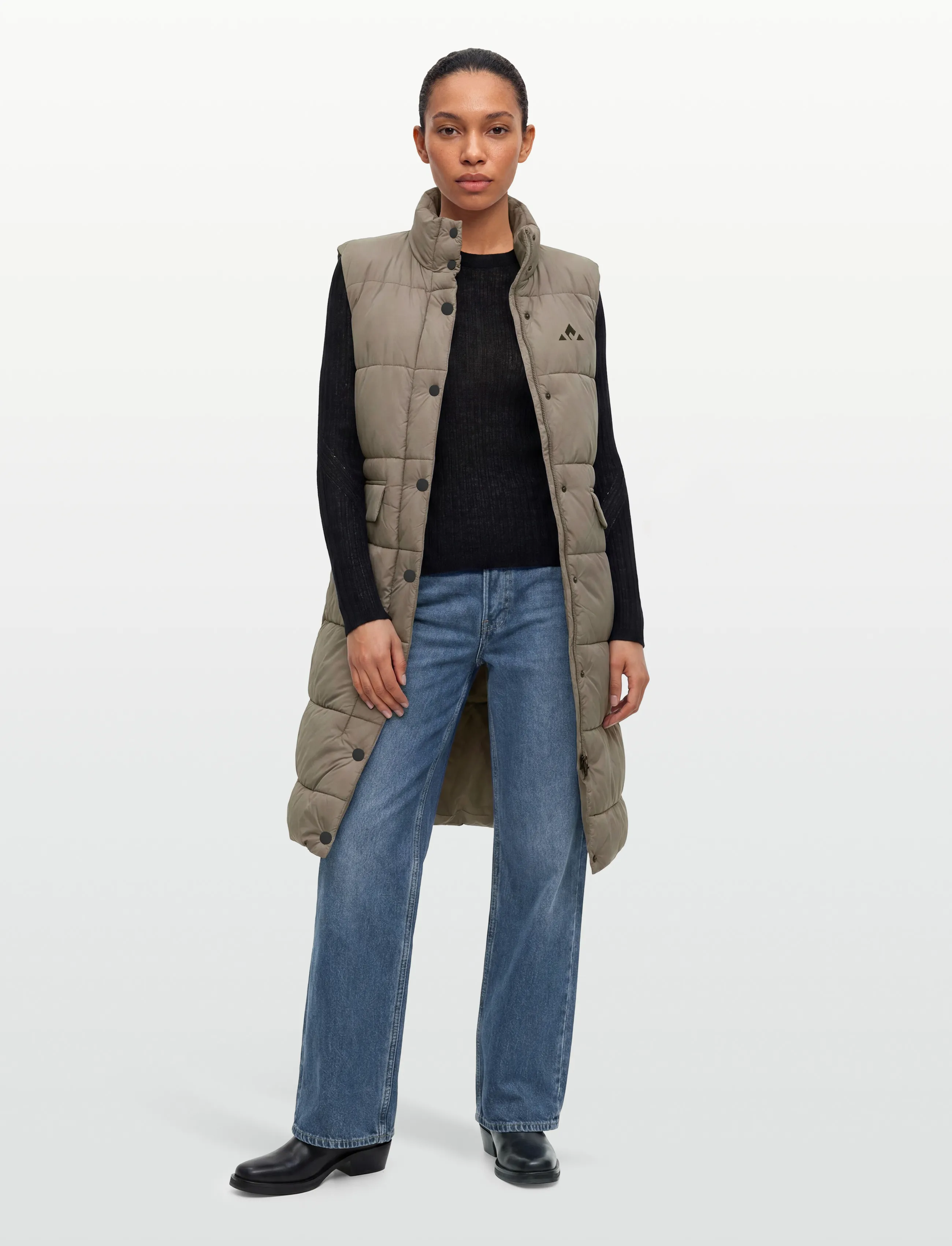 Whistler Amaretto W Long Puffer Vest, Kvinder, Lang Puffer Vest, Beige, Str: 40