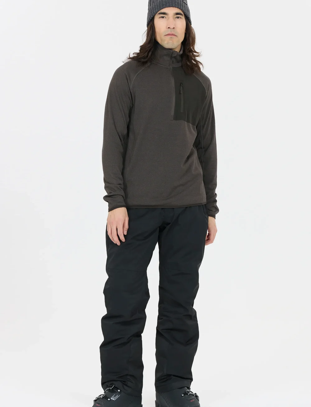 Whistler - Helge M Half Zip Midlayer - fleece en midlayers - dark grey melange - 4