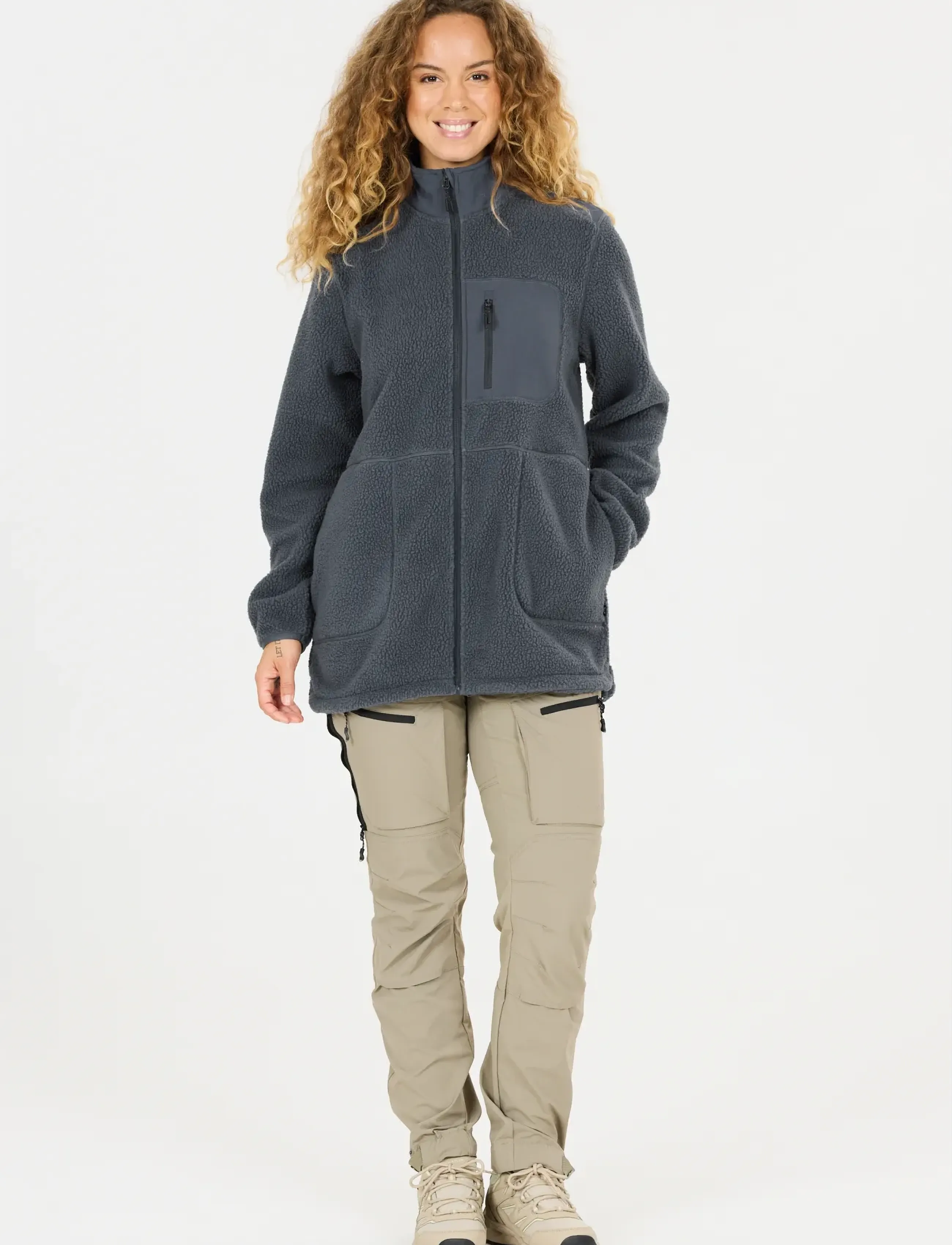 Whistler Felis W Long Teddy Jacket, Kvinder, Lang Teddy Jakke, Blå, Str: 42