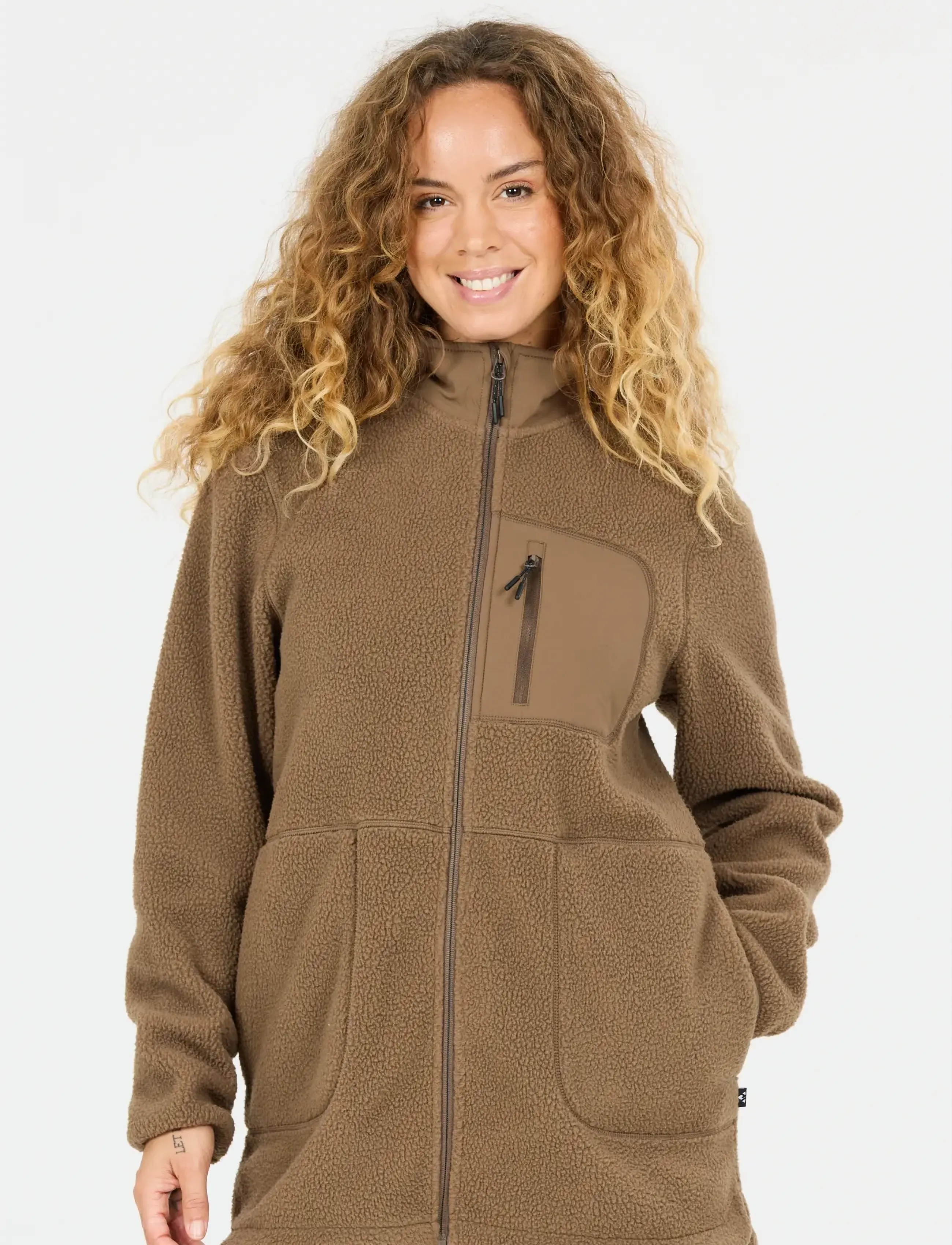 Whistler Felis W Long Teddy Jacket, Kvinder, Lang Teddy Jakke, Beige, Str: 44
