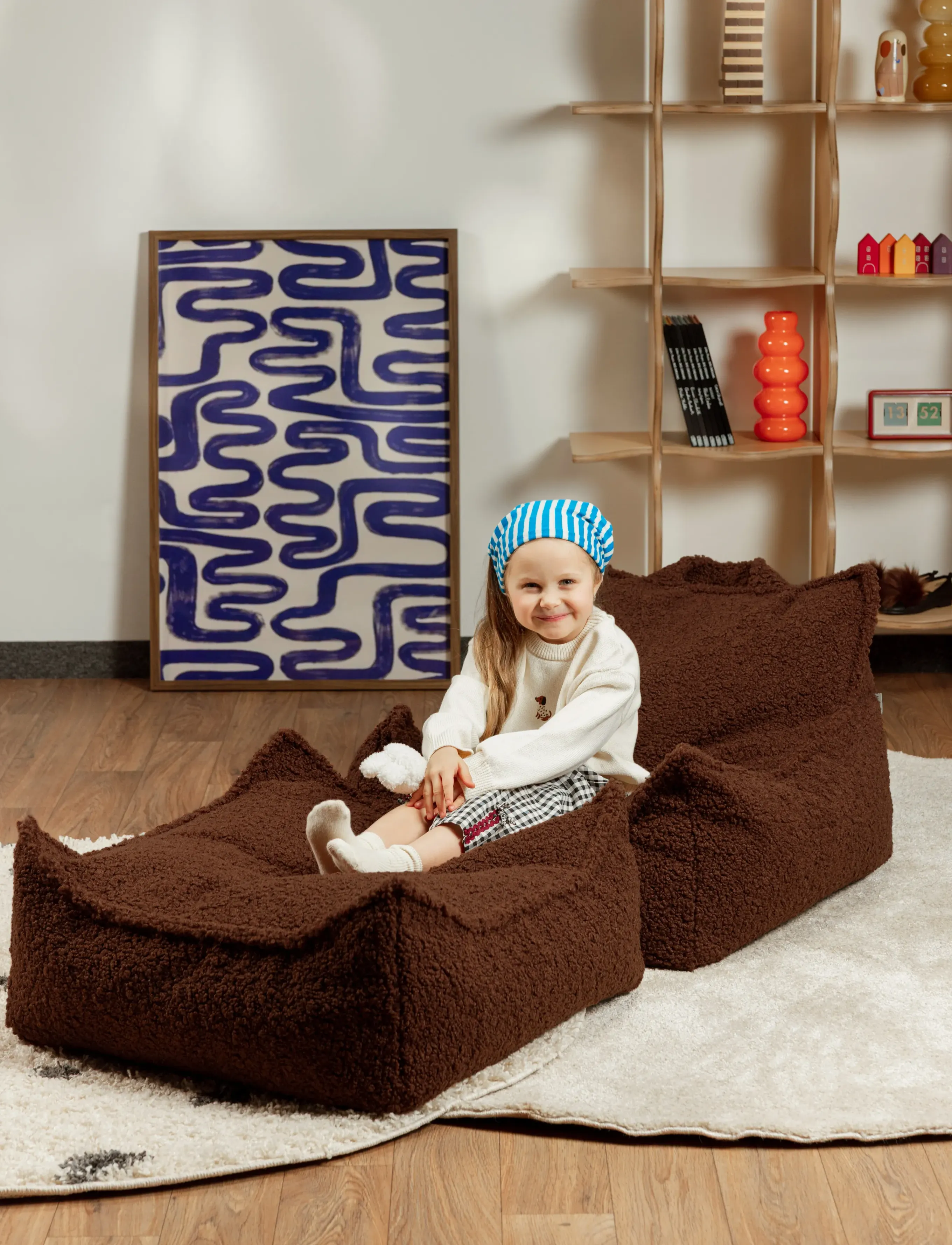 Wigiwama Beanbag Chair Teddy, 80X 70X 50 cm, Furniture, Braun - Pouffes, Kinder