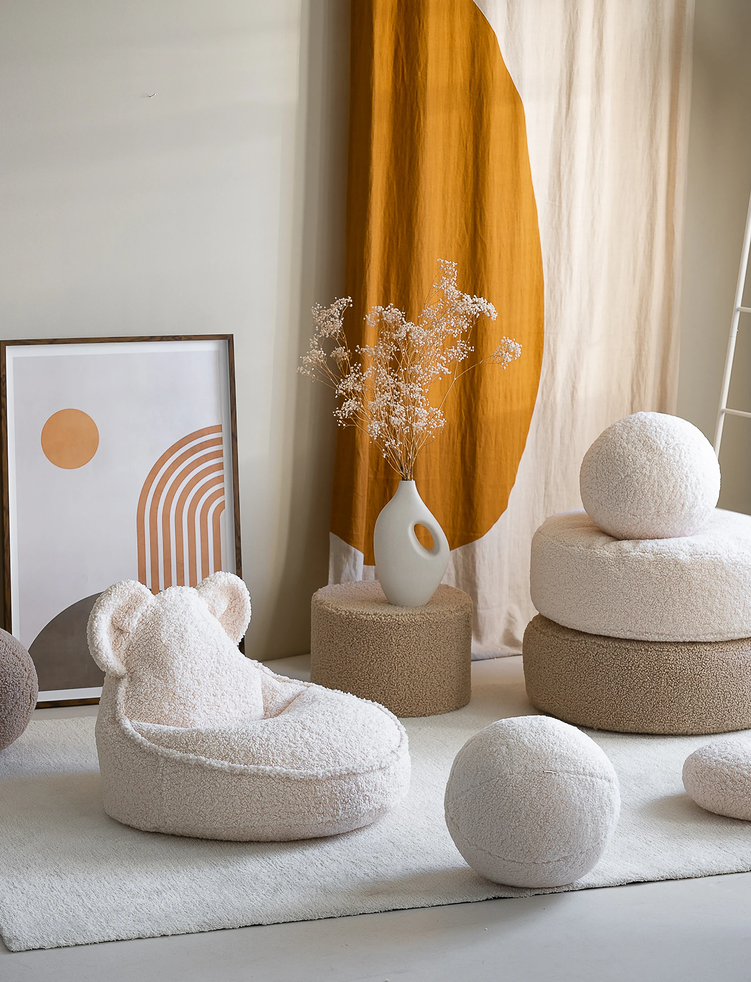 Wigiwama Bear Beanbag Teddy, 75X 60X 45 cm, Furniture, Creme - Pouffes, Kinder