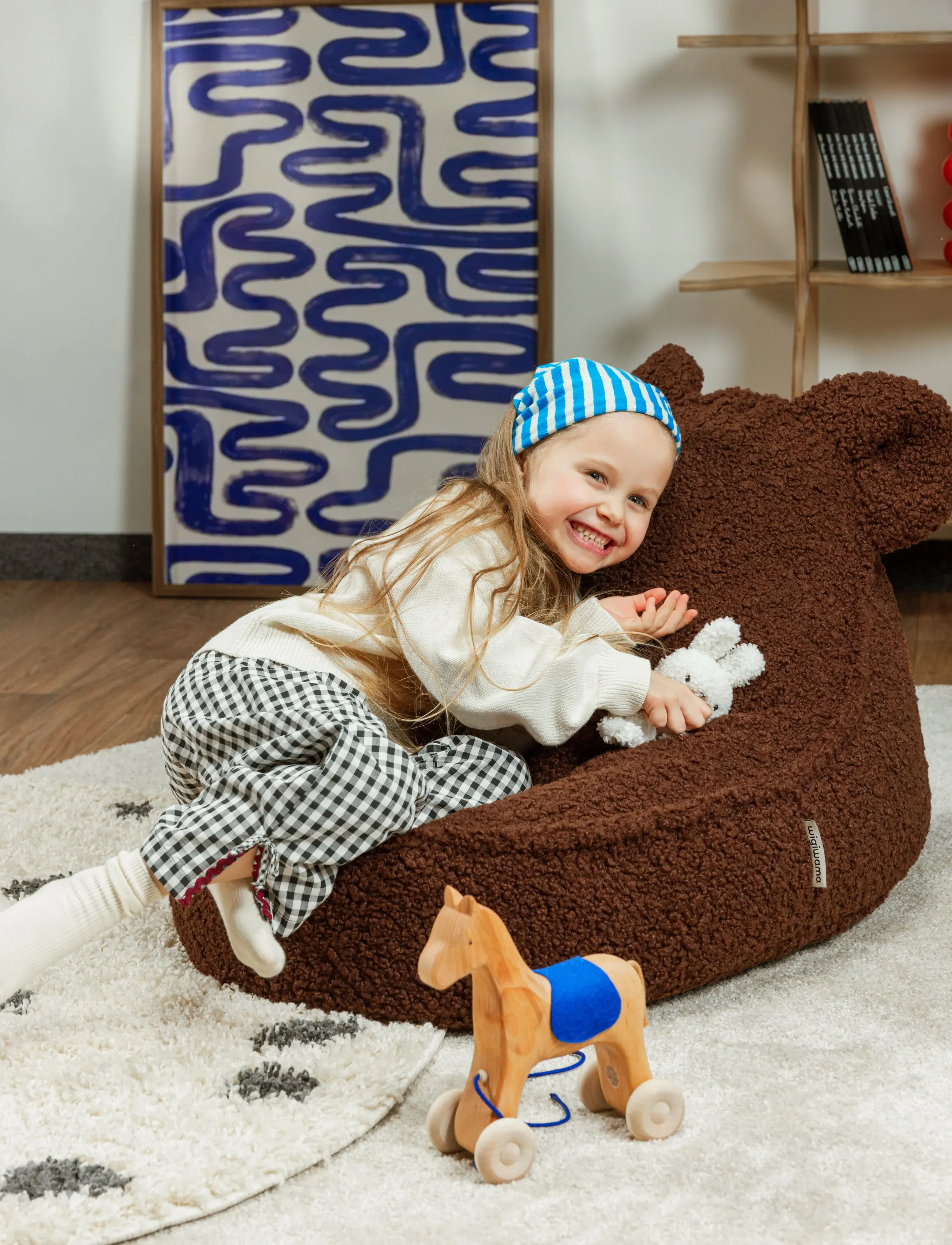Wigiwama Bear Beanbag Teddy, 75X 60X 45 cm, Furniture, Braun - Pouffes, Kinder