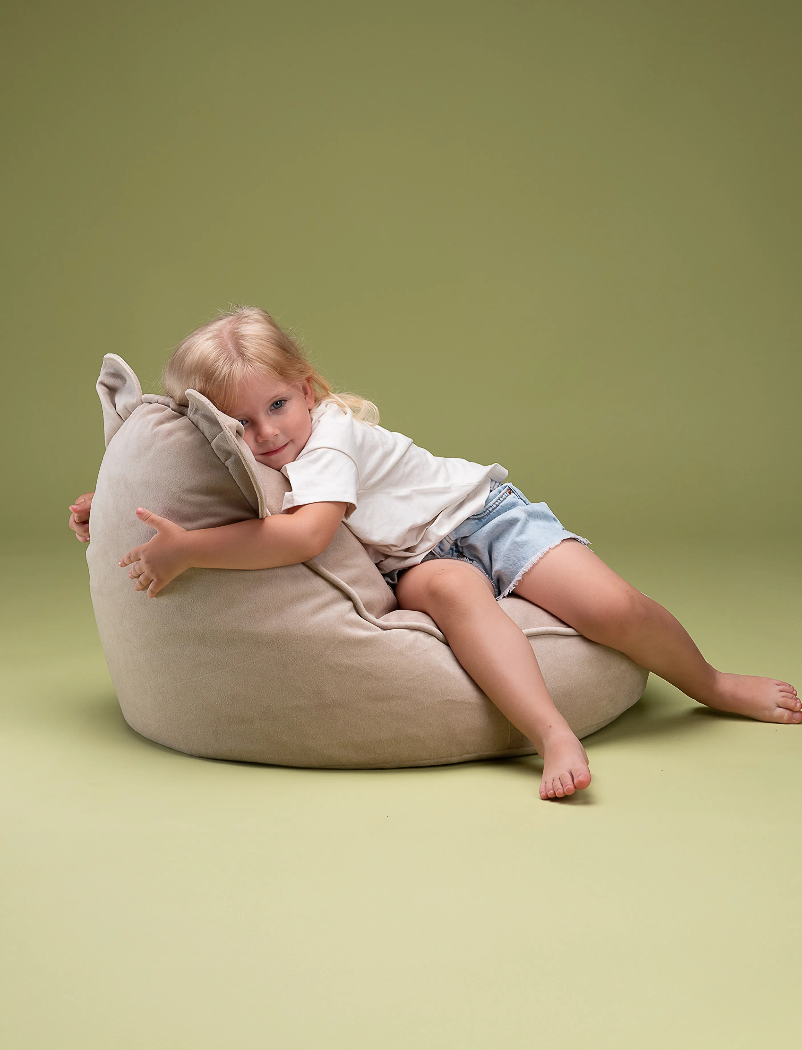 Wigiwama Bear Beanbag, 75X 60X 45 cm, Furniture, Beige - Pouffes, Kinder