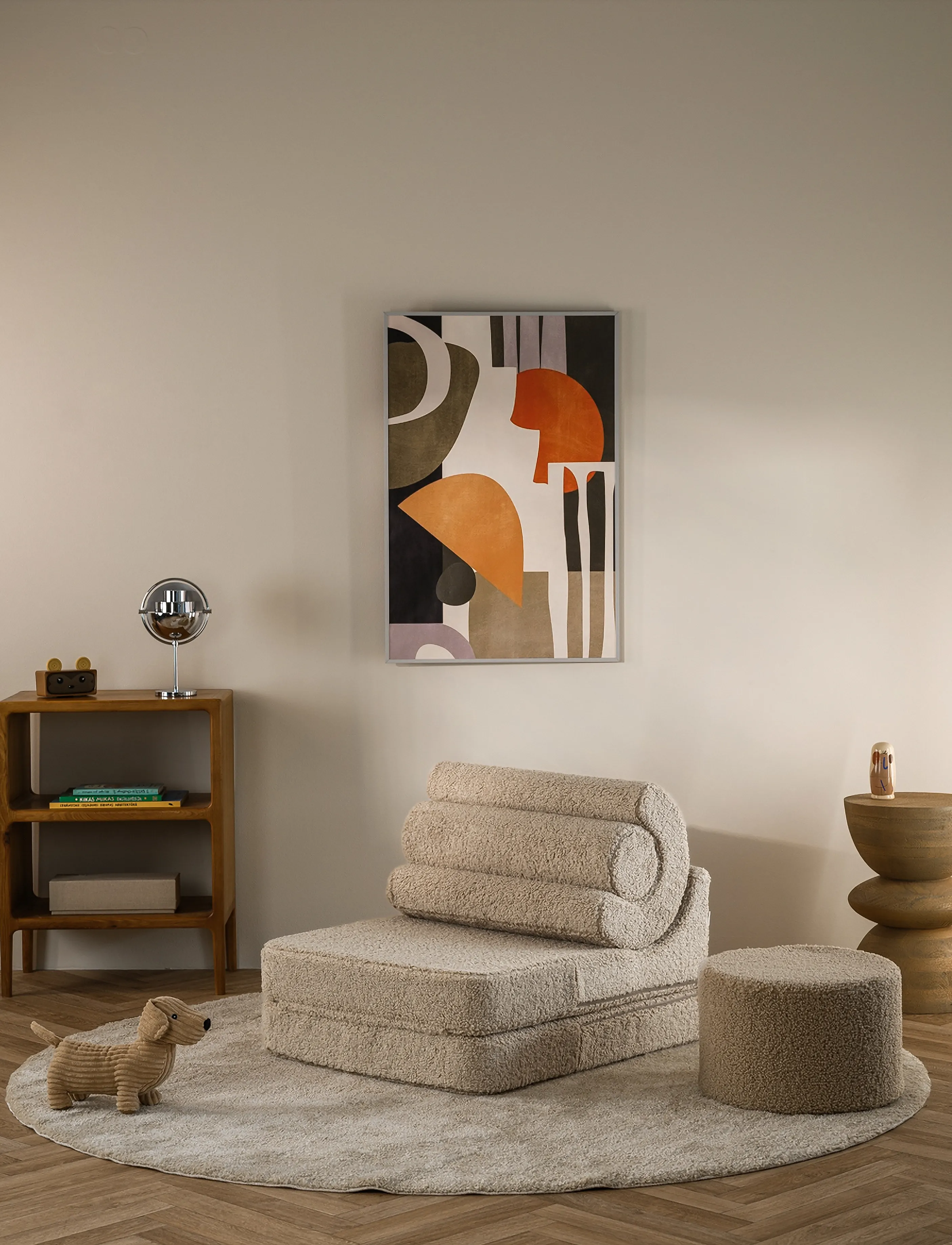Wigiwama Flipster Teddy, 78X 67X 57 cm, Grey, Furniture > Sofas, Børn