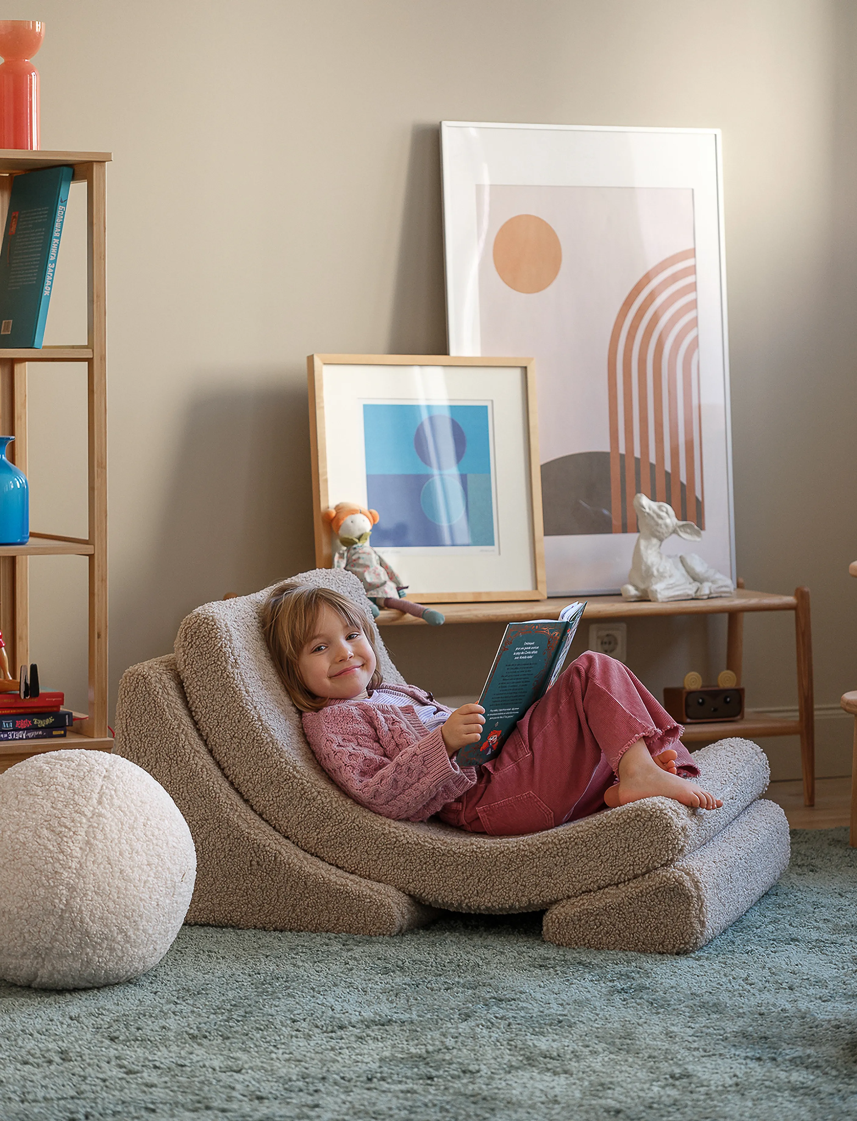 Wigiwama - Moon Chair teddy - sittpuffar & fåtöljer - biscuit - 4