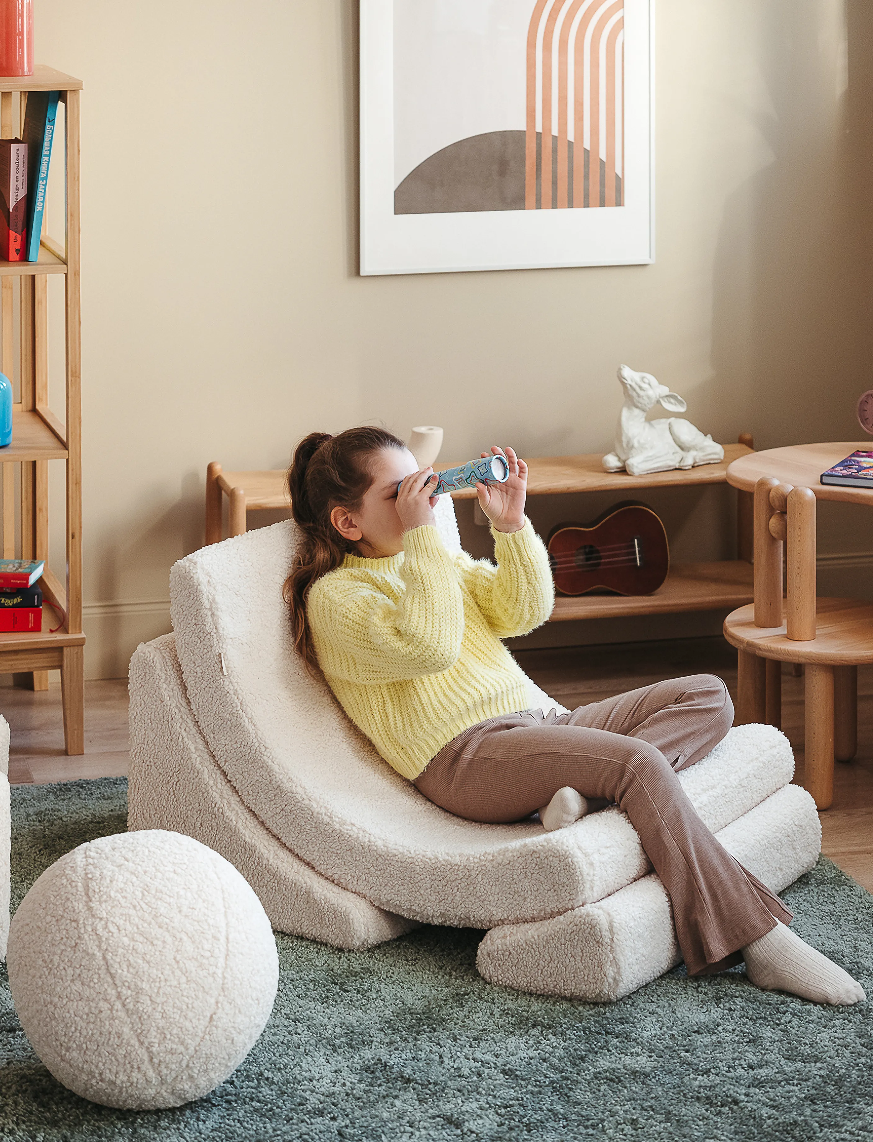 Wigiwama - Moon Chair teddy - puffer og lænestole - cream white - 5