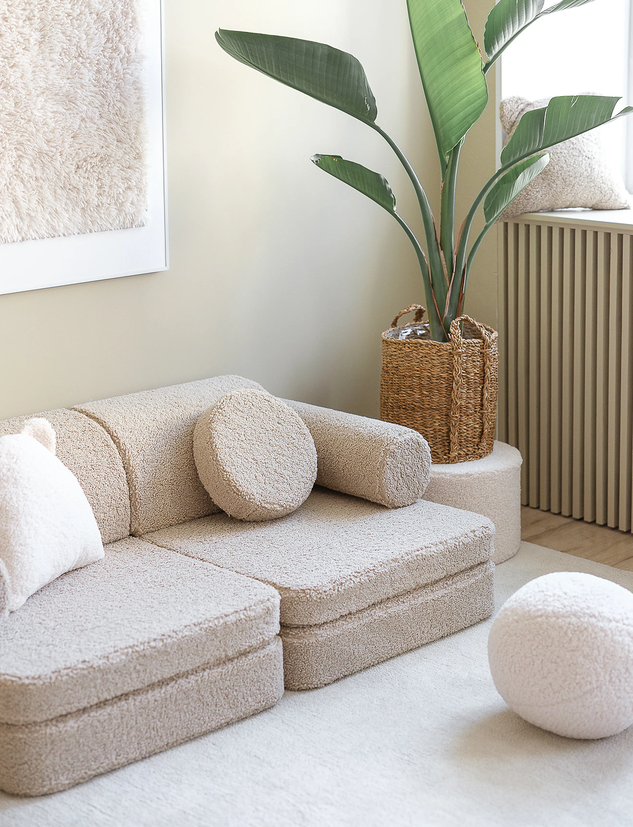 Wigiwama Settee Teddy, 136X 78X 46 cm, Beige, Furniture > Sofas, Børn