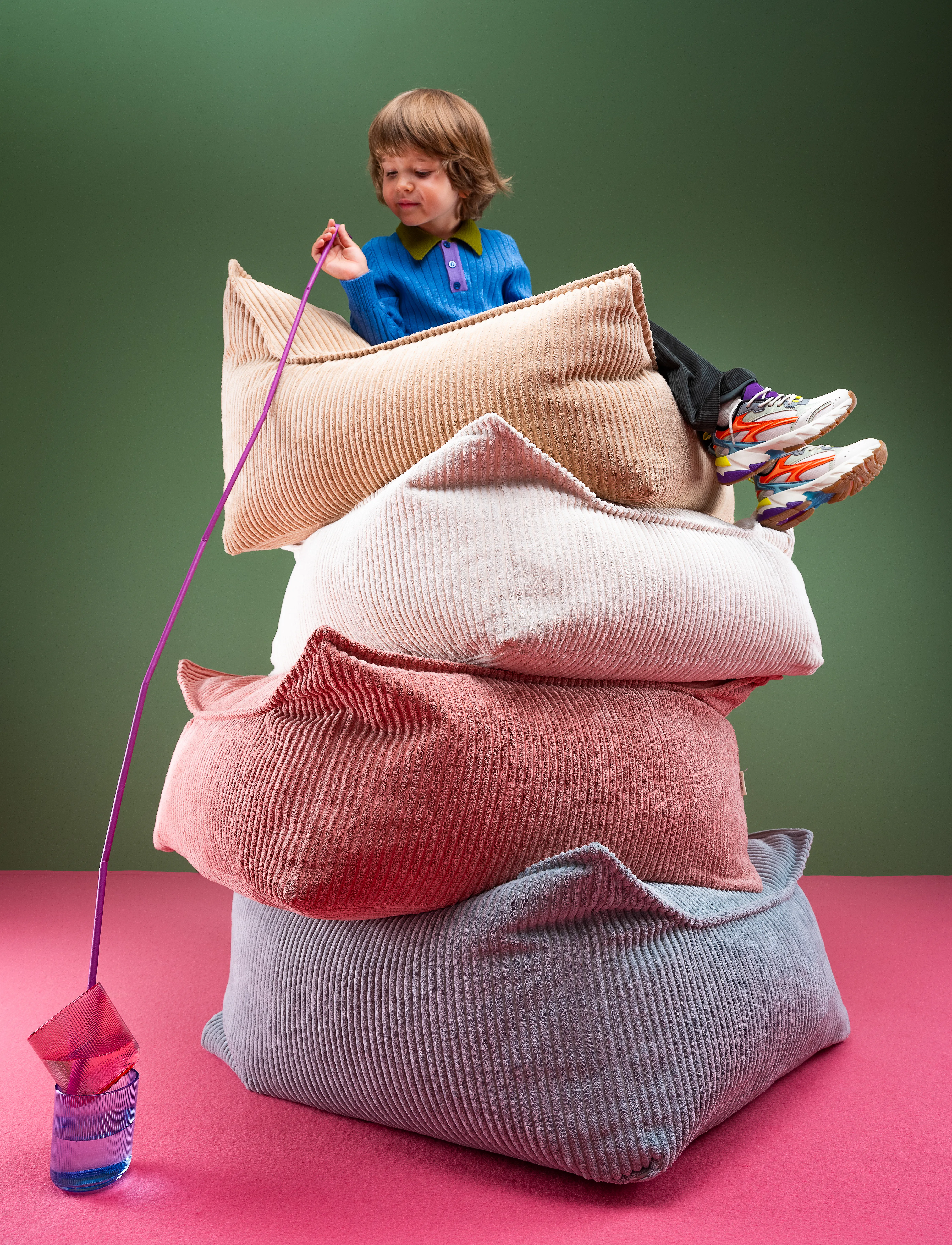 Wigiwama - Square Ottoman corduroy - sittpuffar & fåtöljer - pink mousse - 4